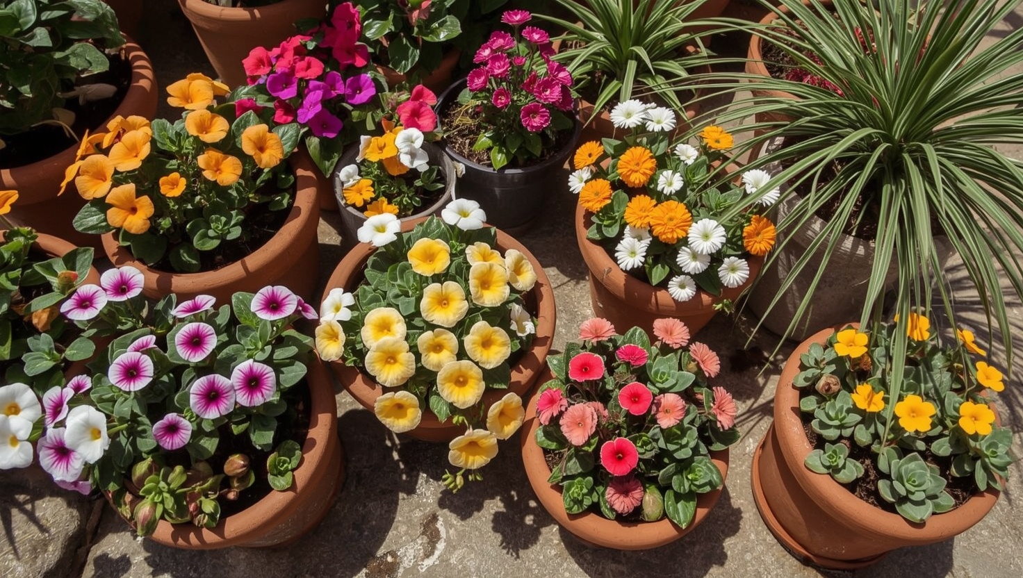 Farbenfrohe Blumen für Töpfe im Außenbereich auswählen